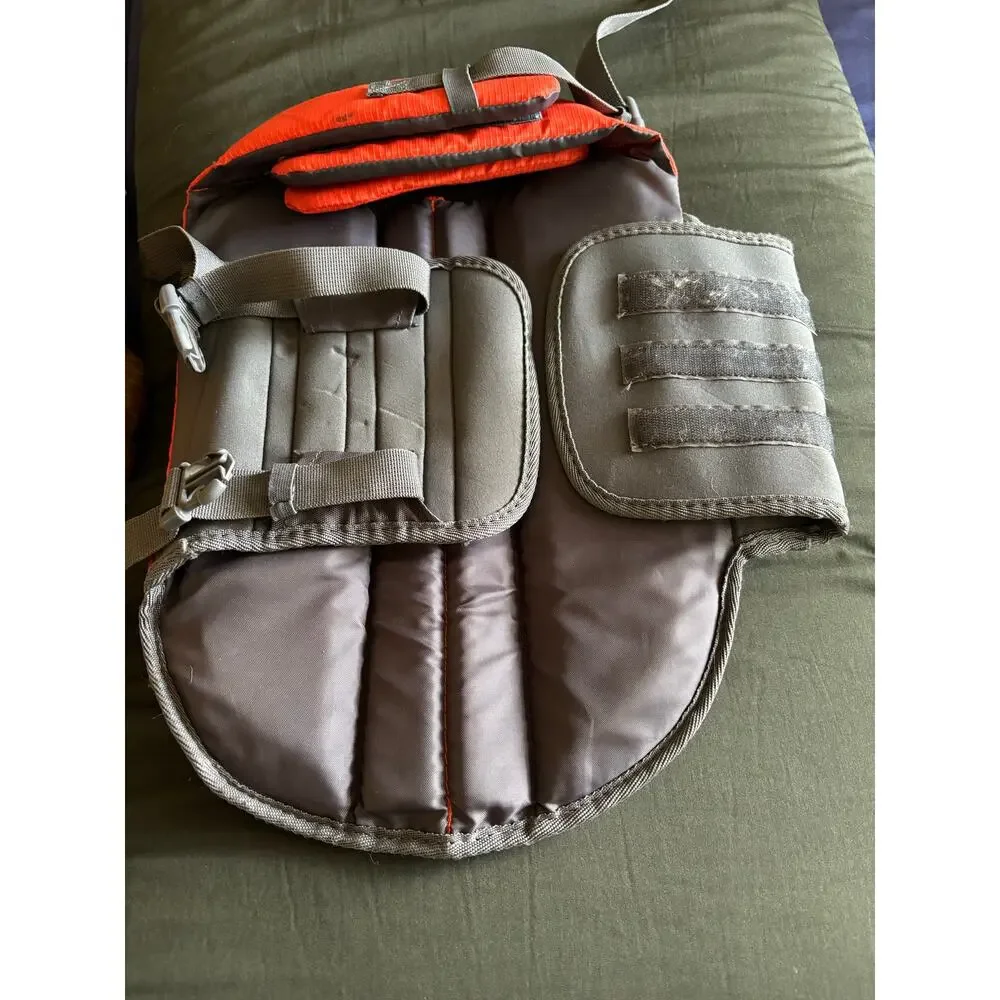 Frisco Ripstop Orange Grey Dog Life Jacket Life Swim Vest, size Medium M